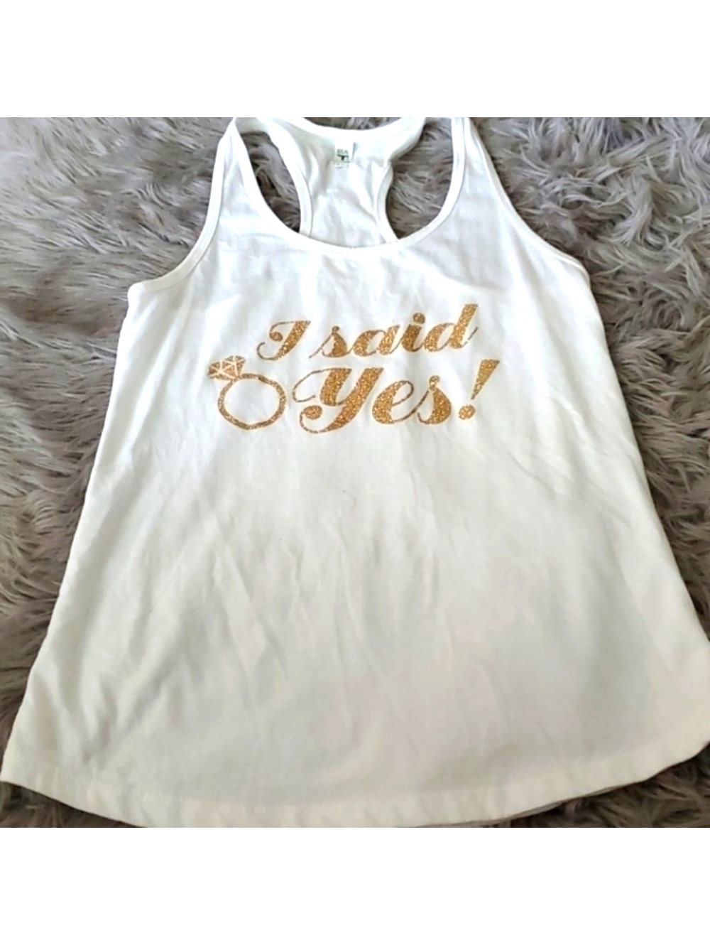 Next Level Apparel Women's White 'I Said Yes!' Bridal Tank Top, Size M